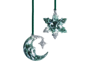 Набор елочных игрушек: Полумесяц, Снежинка 